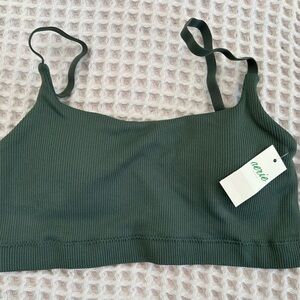 Aerie Dark Green Ribbed Bralette Size S